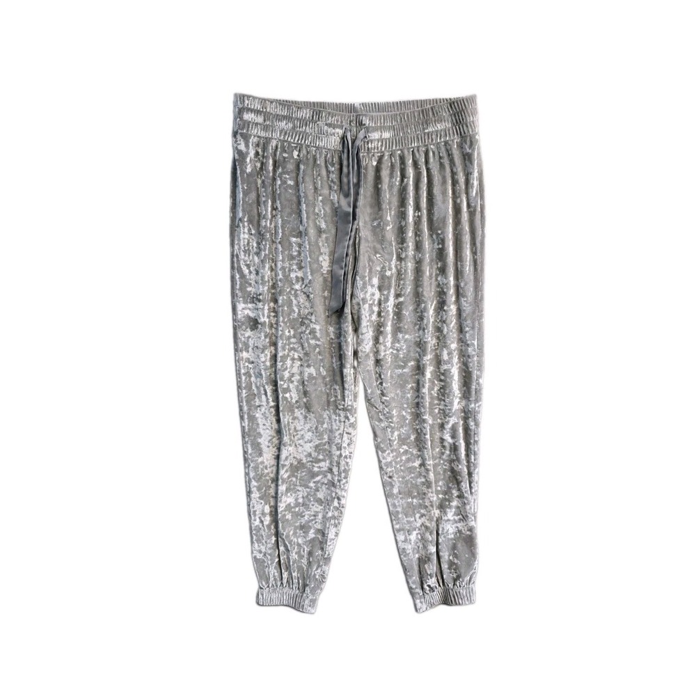 Victoria's Secret Women's Gray Velvet Pants Large Drawstrings